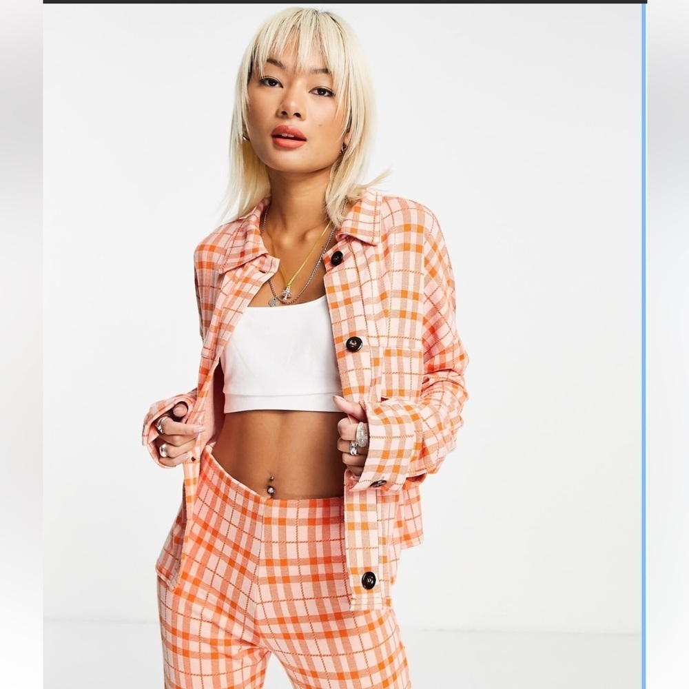 ASOS Design Orange Multi Crop Suit Jacket